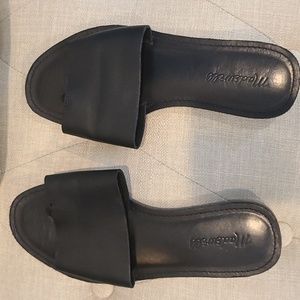 Madewell The Boardwalk Post slide leather sandal black size 7 - excellent condit
